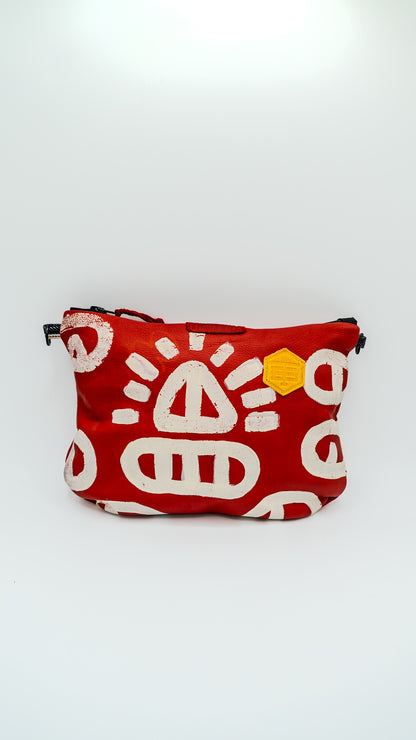 Red Leather Pouch No. 008, handmade TWINBULL bag, alternate view 4