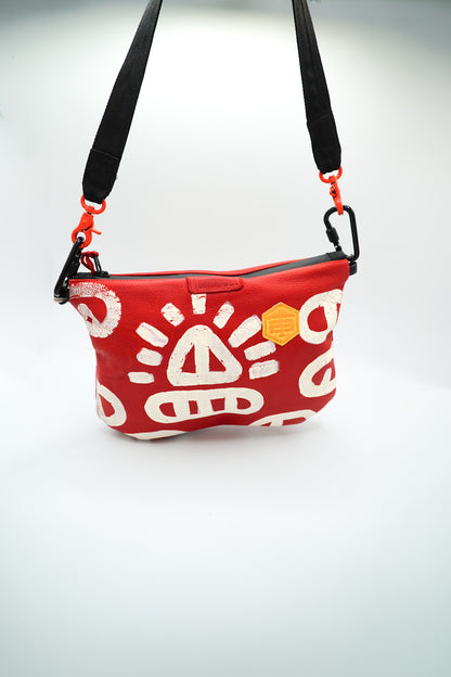 Red Leather Pouch No. 008, handmade TWINBULL bag, alternate view 8